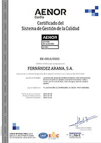 Certificado AENOR de gestión de calidad